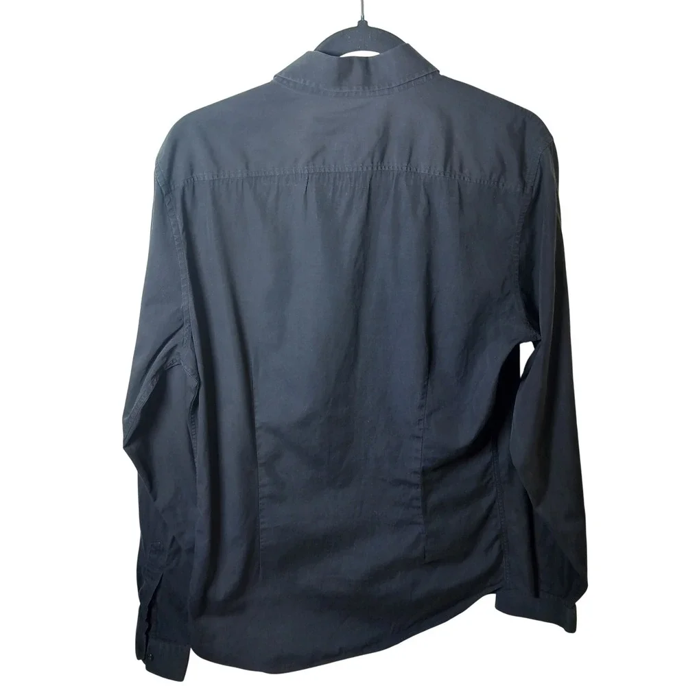 Gucci Mens Skinny Fit Button Down Shirt Black Web Stripe Pocket Size 42 16.5